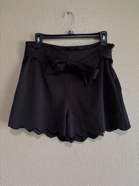 HYFVE Black Scalloped Tie-Waist Shorts